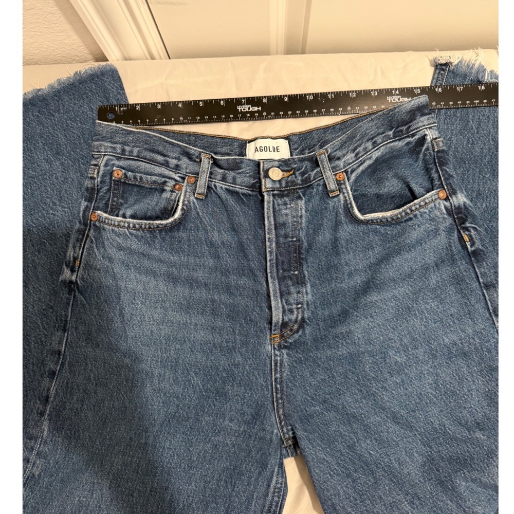 AGOLDE Ren High Rise Wide Leg Jeans Blue Raw Hem A9191-1601 Size 29 - Picture 4 of 11
